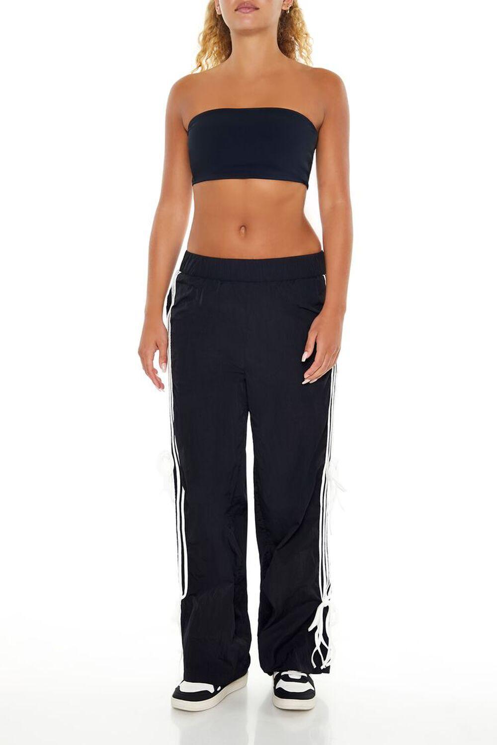 Mid-Rise Striped Bow Sweatpants | Forever 21 Product Image