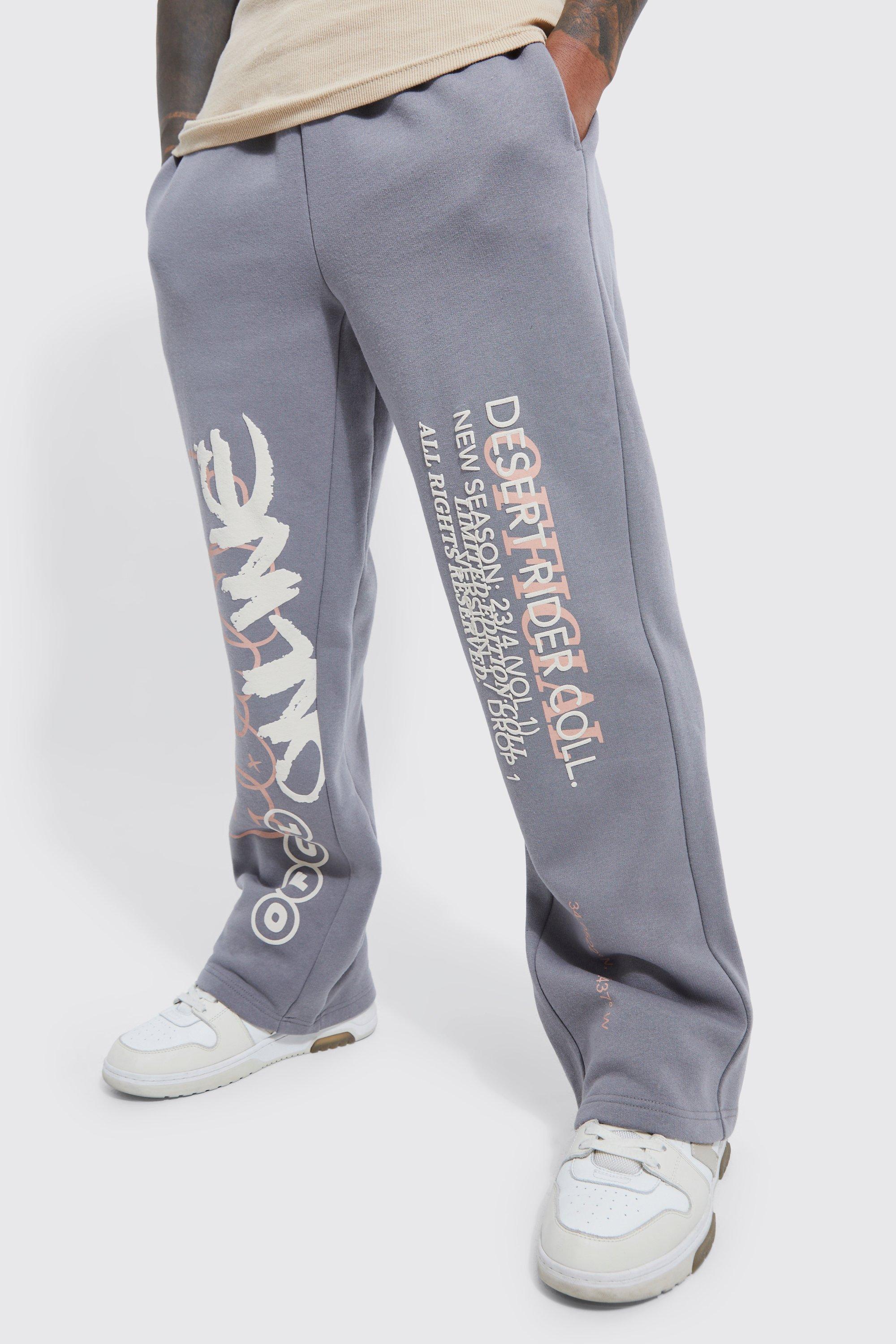 Mens Grey Regular Printed Gusset Jogger, Grey Product Image