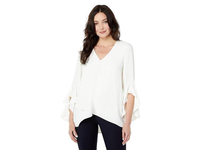 Vince Camuto 34 Flutter Sleeve V-Neck Crisscross Front Tunic Product Image