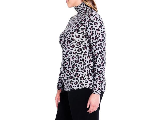 NIC+ZOE Plus Size Cheetah Pop Top (Grey Multi) Women's Clothing Product Image