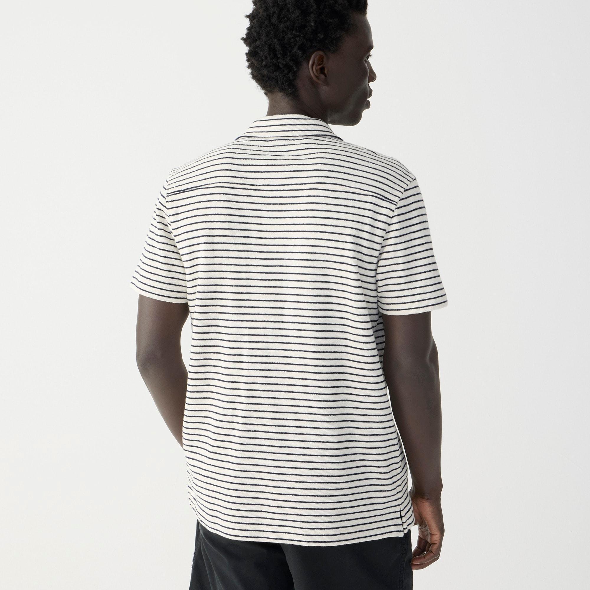 Textured camp-collar sweater-tee in stripe Product Image