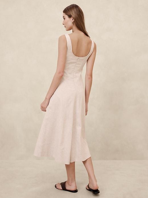 Linen-Blend Midi Dress Product Image