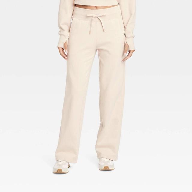 Womens French Terry Straight Leg Pants - JoyLab Cream XL Product Image