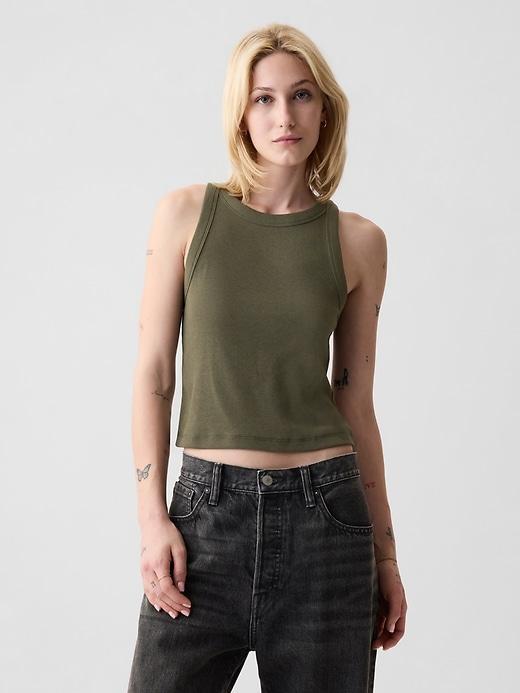 Modern Rib Cropped Halter Top Product Image