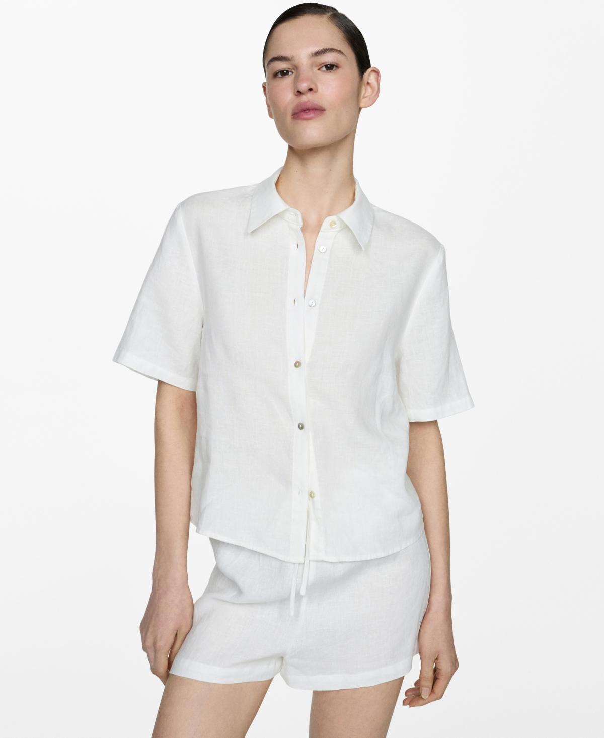 Mango Womens Linen Pajama Shirt Product Image