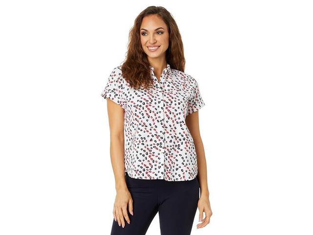 Tommy Hilfiger Short Sleeve Ditsy Floral Shirt (Scarlet Multi) Women's Clothing Product Image