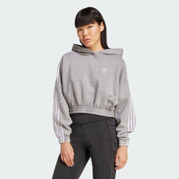 Washed-Out Crop Oversized Hoodie Product Image