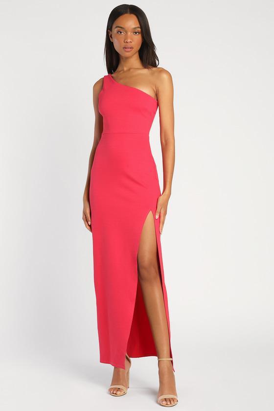 Good Times Only Hot Pink One-Shoulder Maxi Dress Product Image