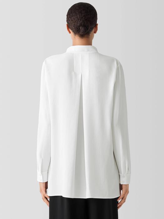 EILEEN FISHER Silk Georgette Crepe Stand Collar Topfemale Product Image