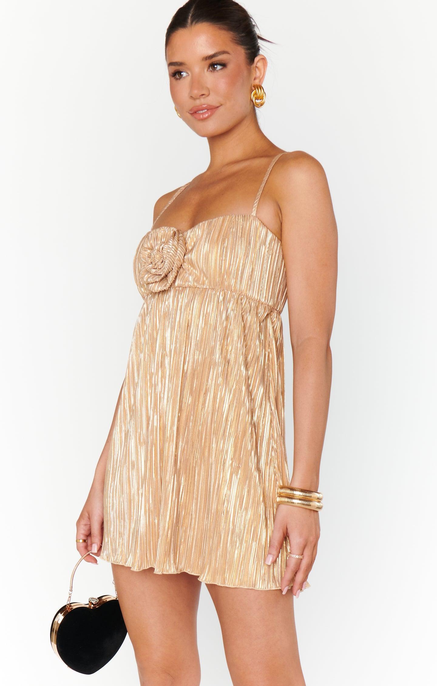 GNO Mini Dress ~ Gold Pleat Product Image