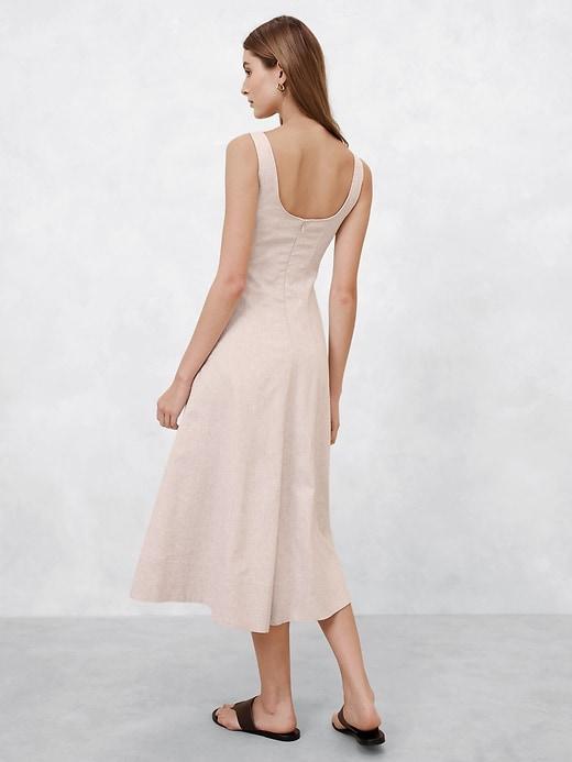 Linen-Blend Midi Dress Product Image