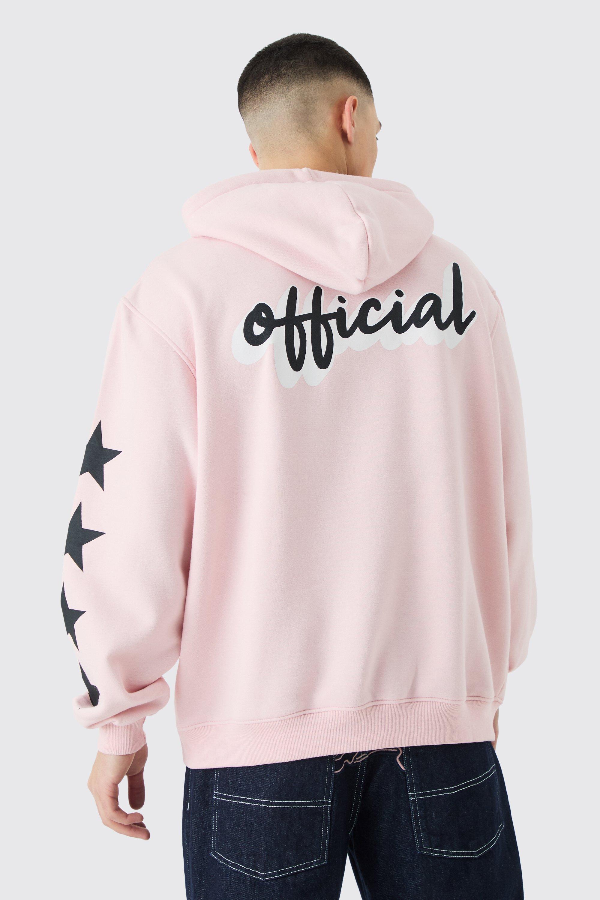 Mens Pink Official Oversized Star Print Hoodie, Pink Product Image