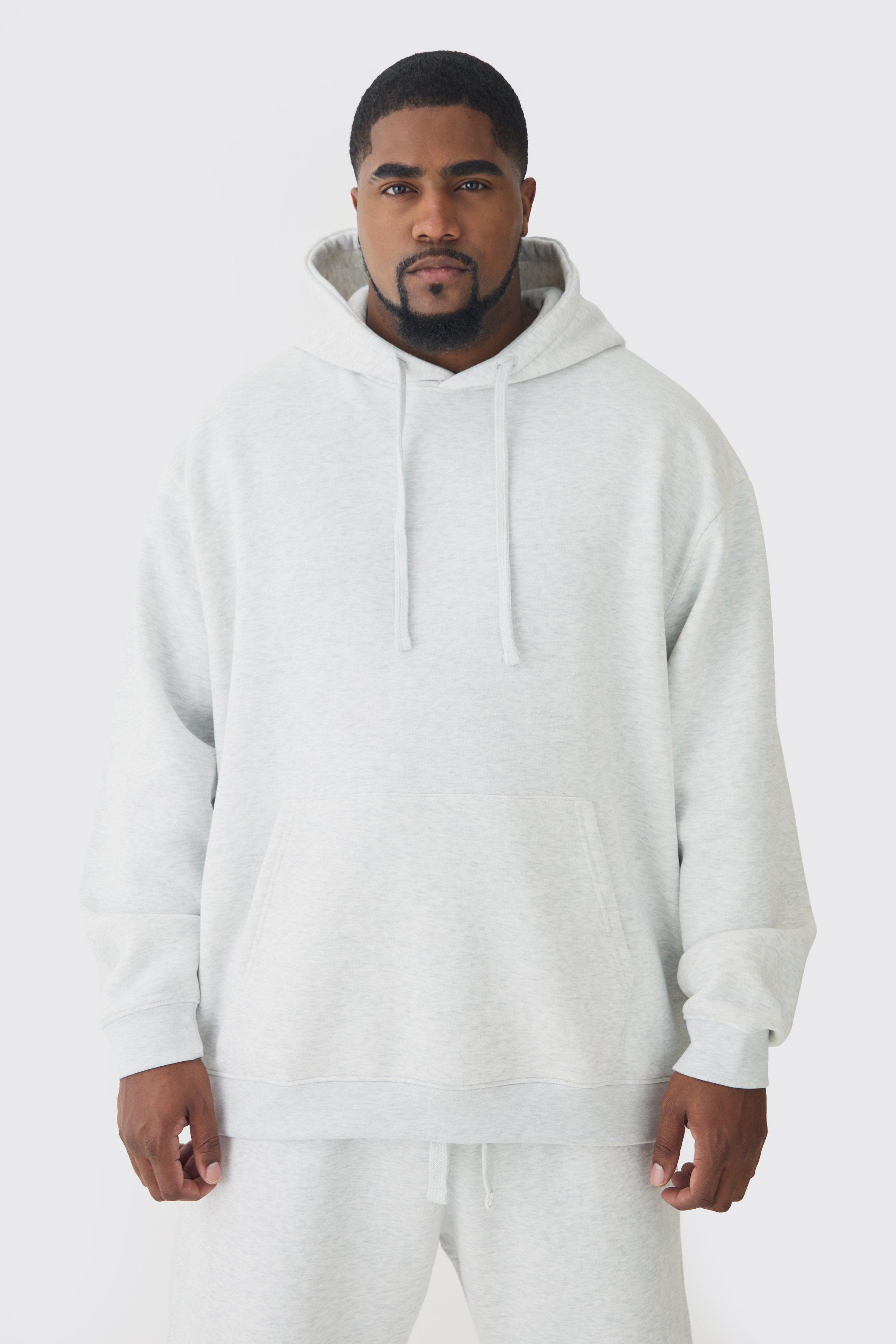 330GSM Plus Oversized Hoodie in Grey Marl | boohooMAN USA Product Image