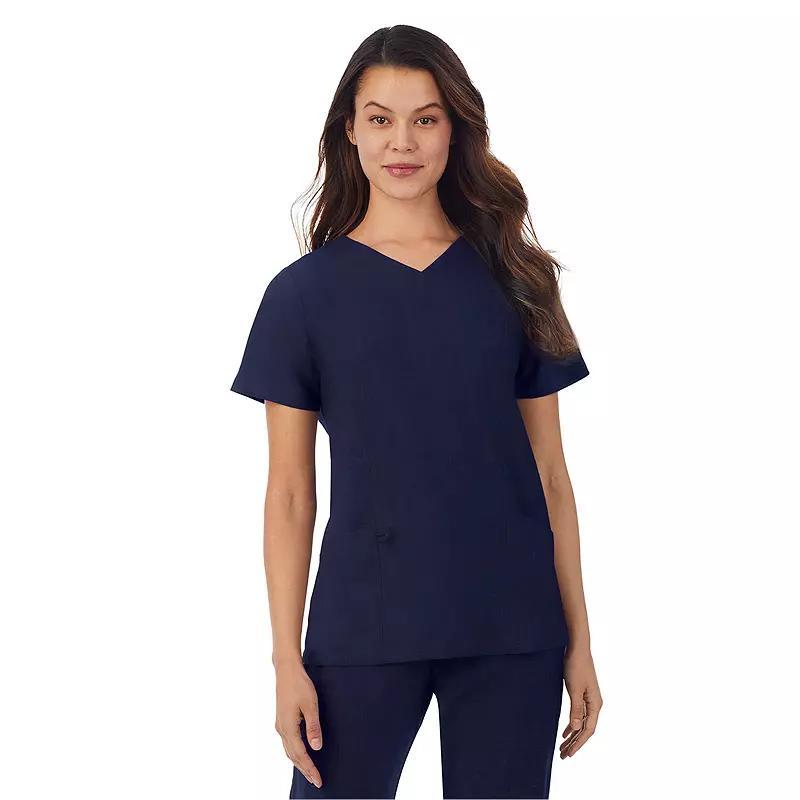 Womens Missy Cuddl Duds Scrubs V-neck Top With 3 Pockets Ceil Grey Product Image