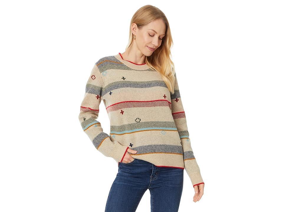 Pendleton Graphic Merino Pullover Sweater (Oatmeal Heather Stripe) Women's Sweater Product Image