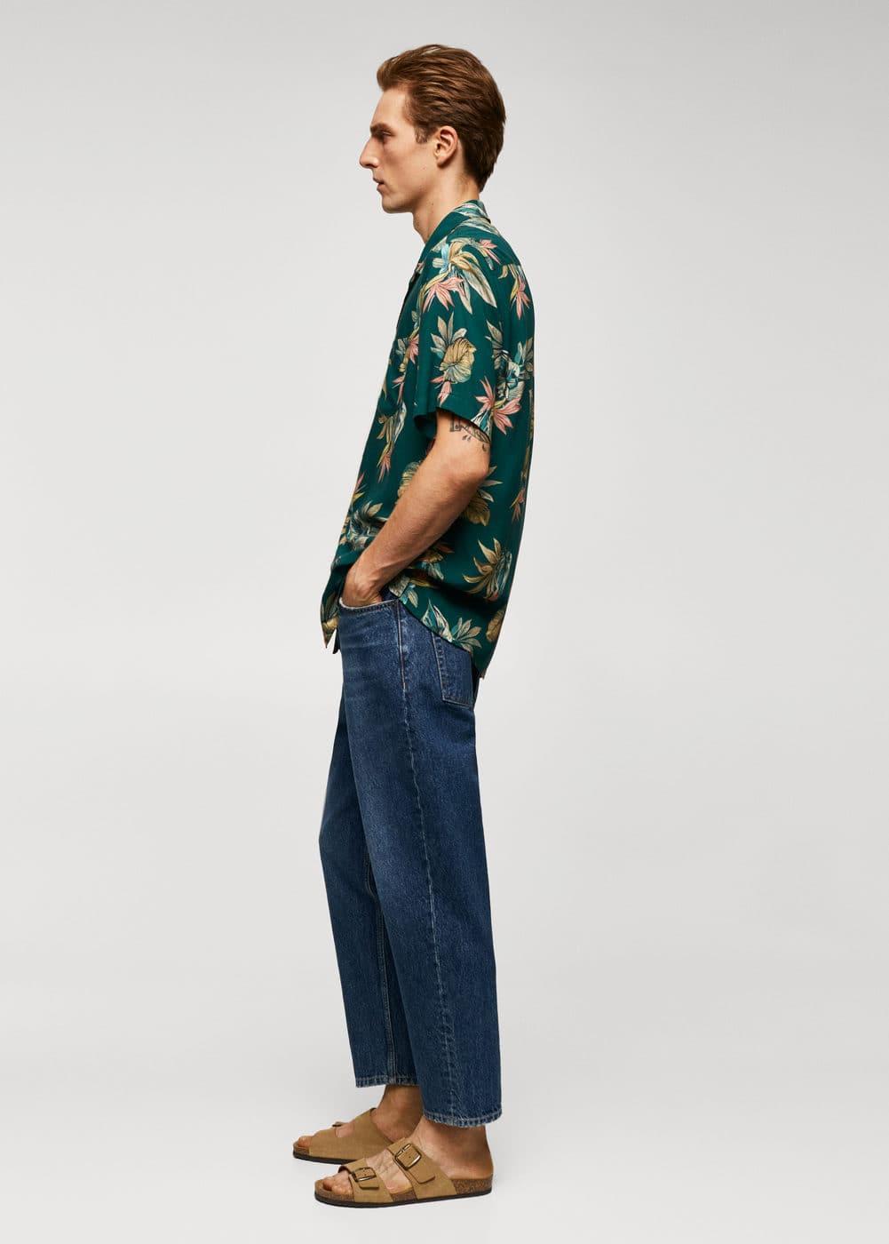 MANGO MAN - Regular-fit Hawaiian-print shirt greenMen Product Image