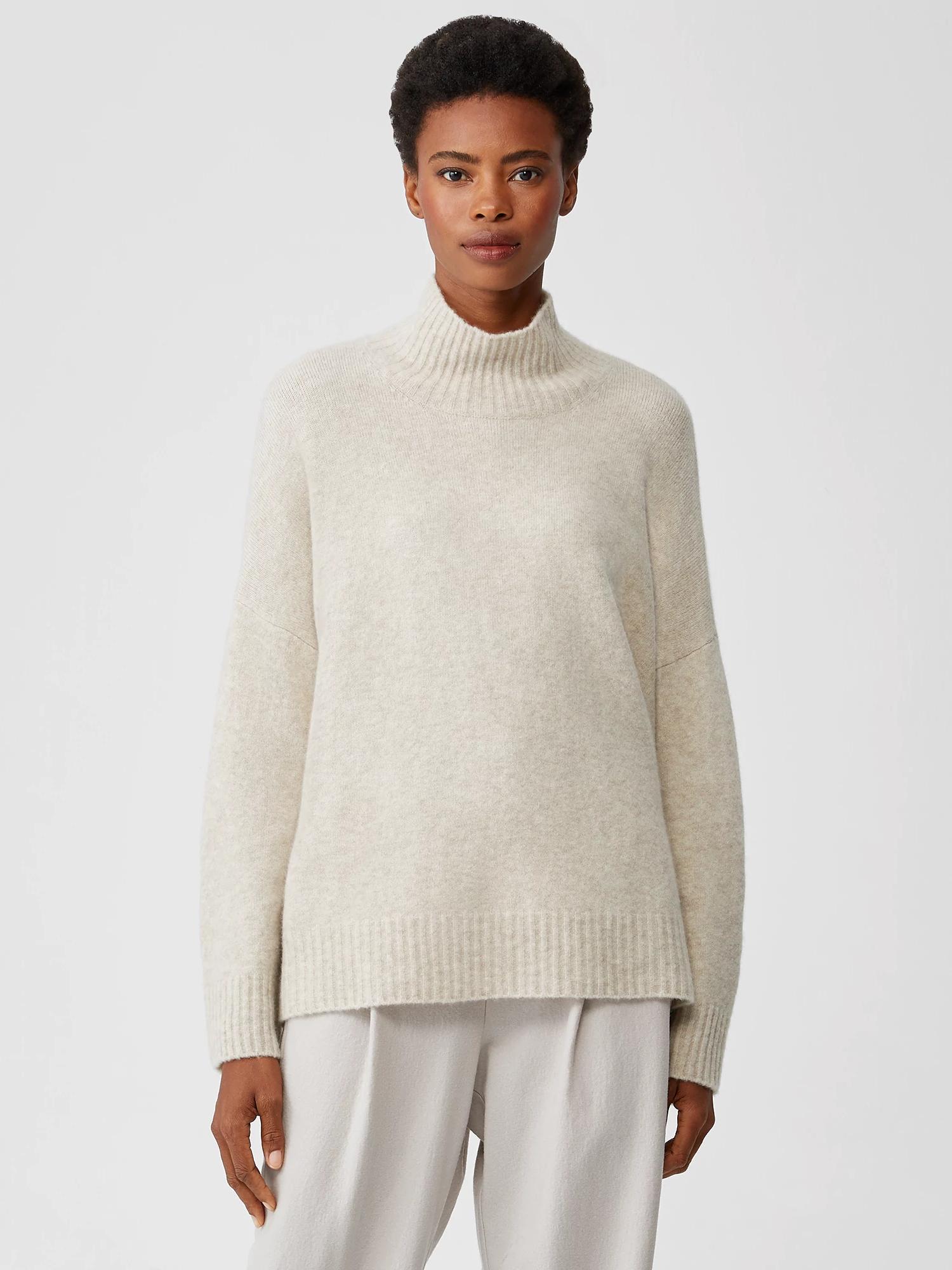 EILEEN FISHER Cashmere Silk Bliss Turtleneck Box-Topfemale Product Image