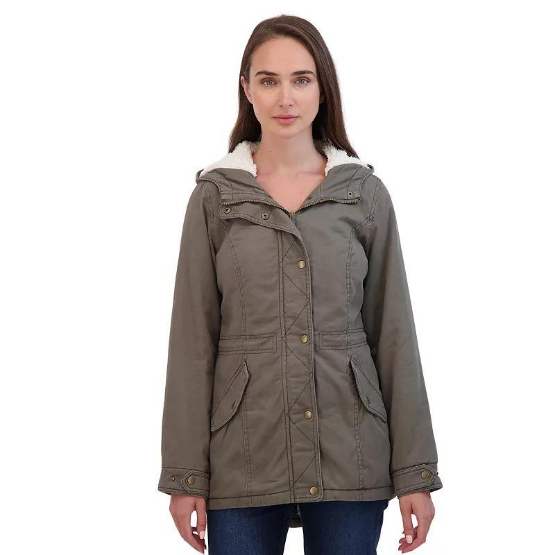 Juniors Sebby Cozy Lined Twill Hooded Anorak Coat, Womens Product Image