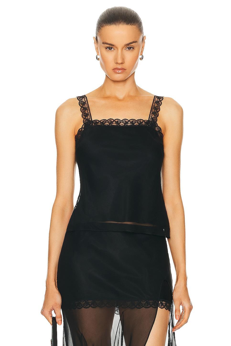 Mimchik Lace Trim Camisole Top Black. (also in M, L). Product Image