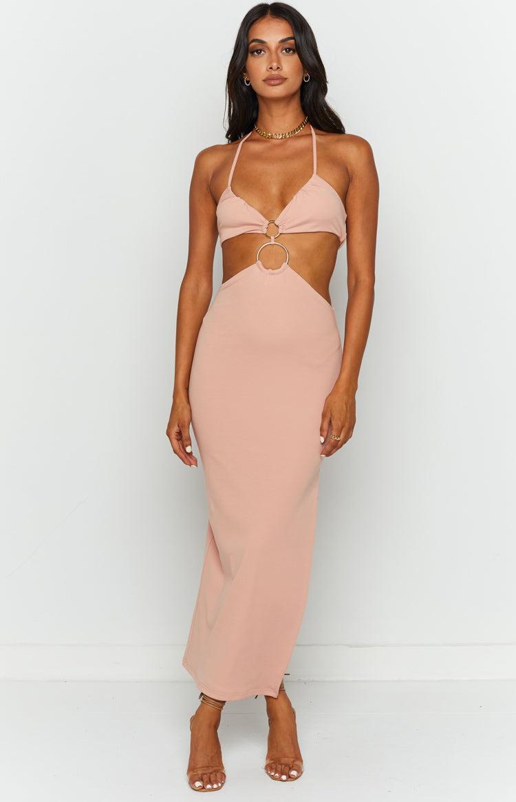 Earthling Beige Maxi Halter Dress Product Image