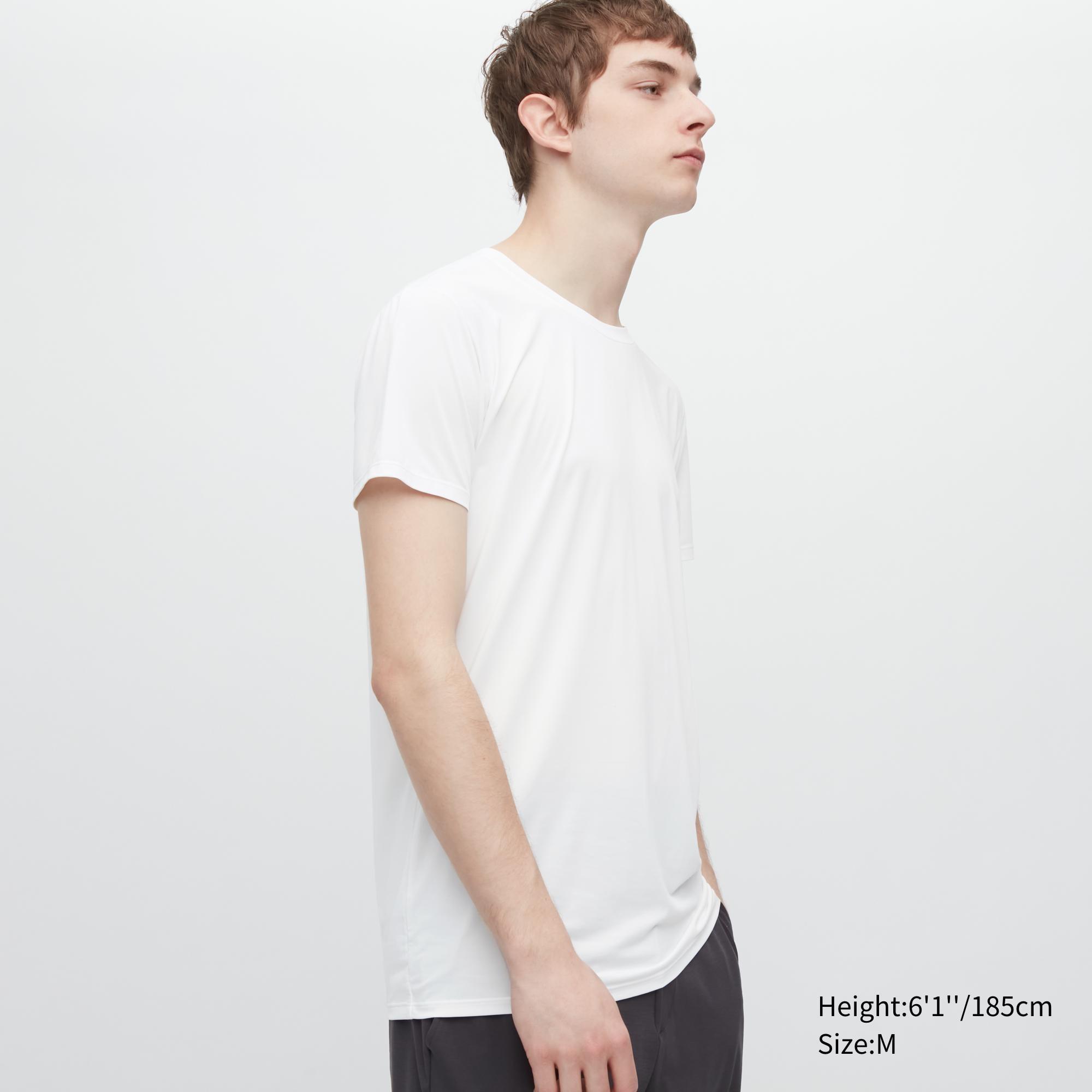 Mens Airism Crew Neck T-Shirt with Deodorizing White 2XL UNIQLO US Product Image