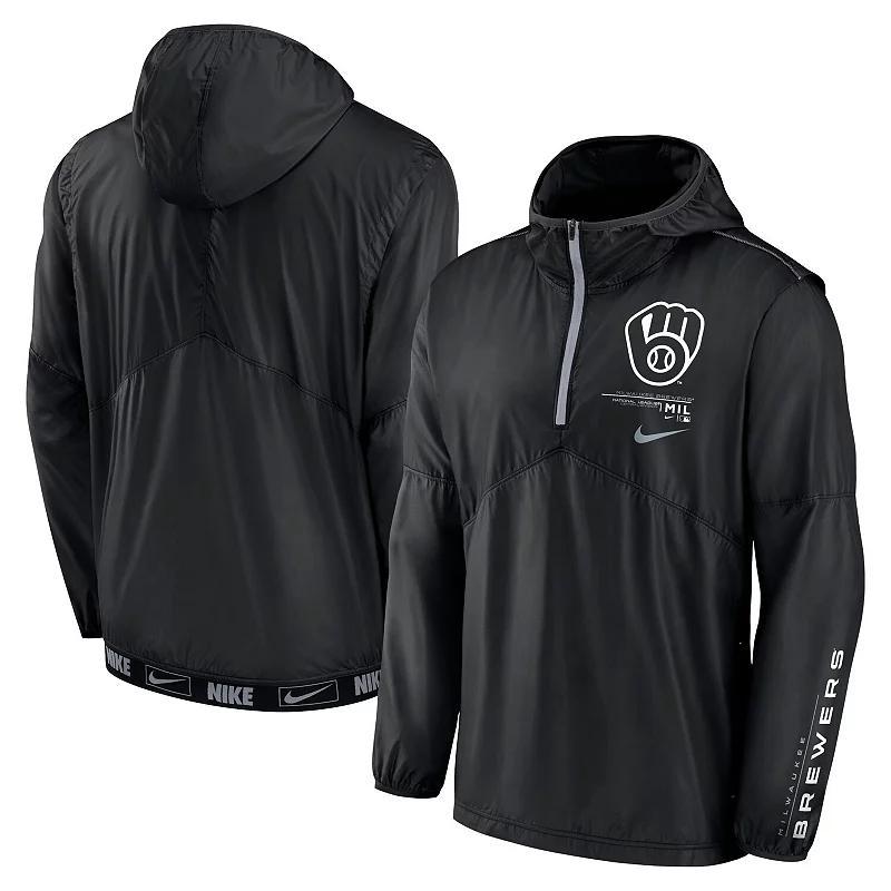 Mens Nike Black Milwaukee Brewers Night Game Half-Zip Hoodie Product Image