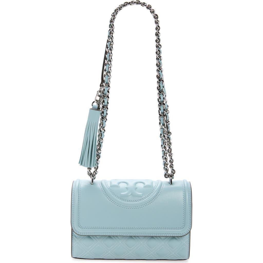 TORY BURCH Small Fleming Convertible Leather Shoulder Bag In Blue Product Image