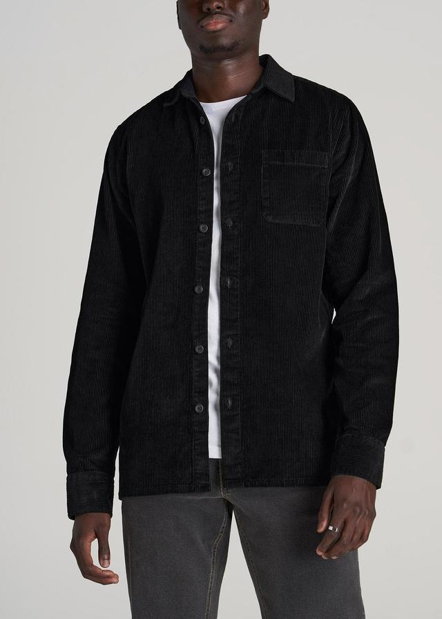 LJ&S Corduroy Overshirt for Tall Men in Black Male Product Image