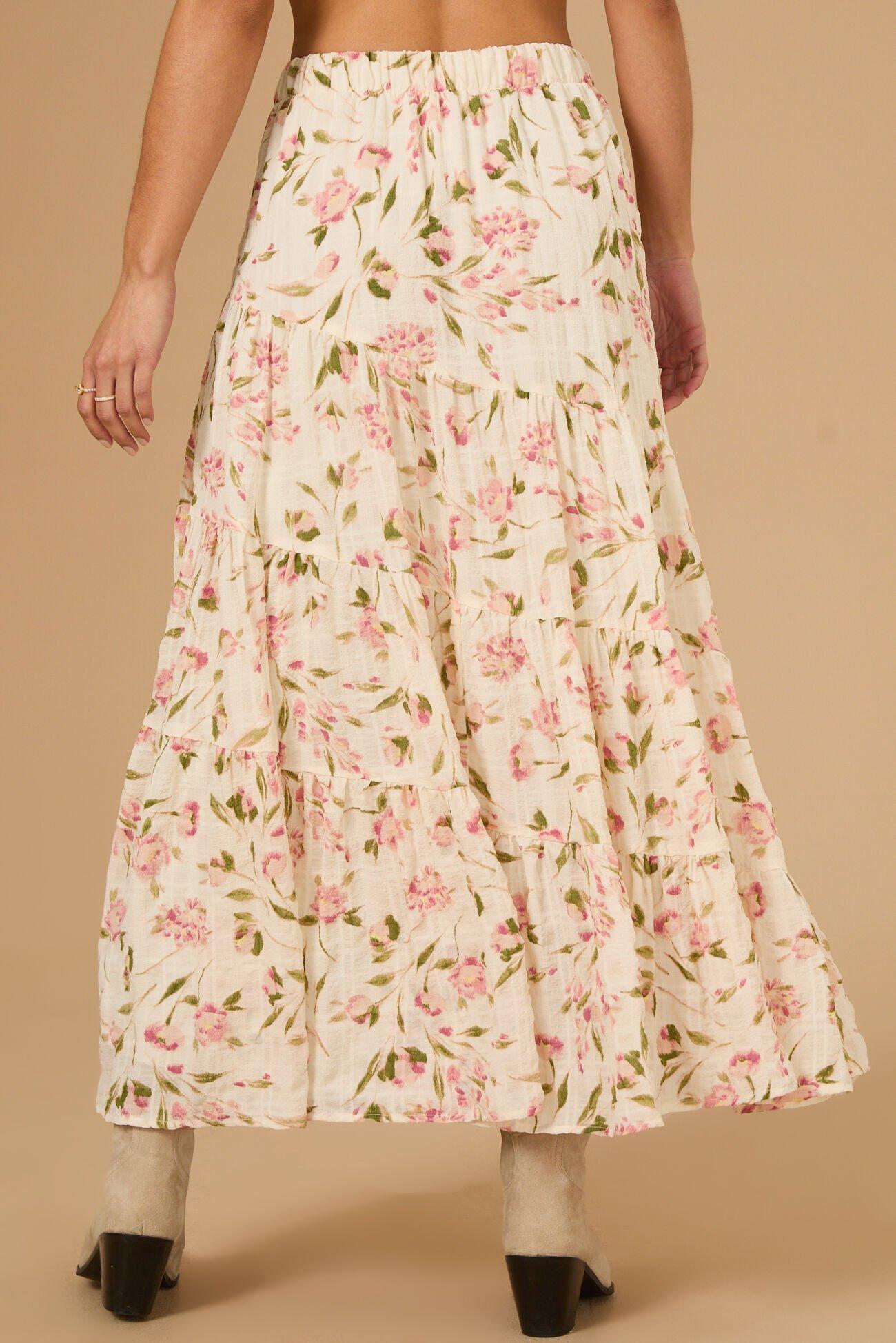 Sky Floral Midi Skirt Product Image