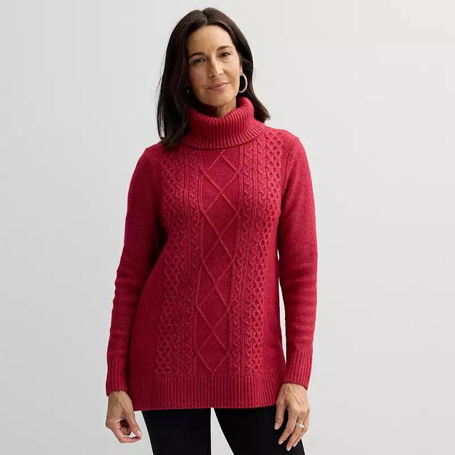 Womens Croft & Barrow Turtleneck Tunic Sweater Red Pink Product Image