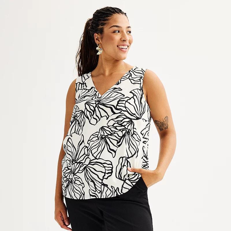 Plus Size Nine West Essential V-Neck Tank Top, Womens Product Image