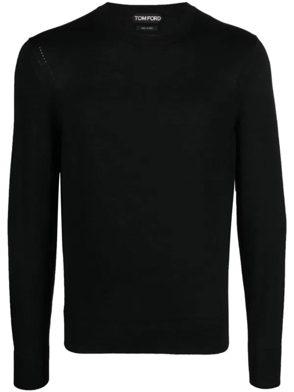 TOM FORD Blue Fine-knit Wool Sweater Product Image