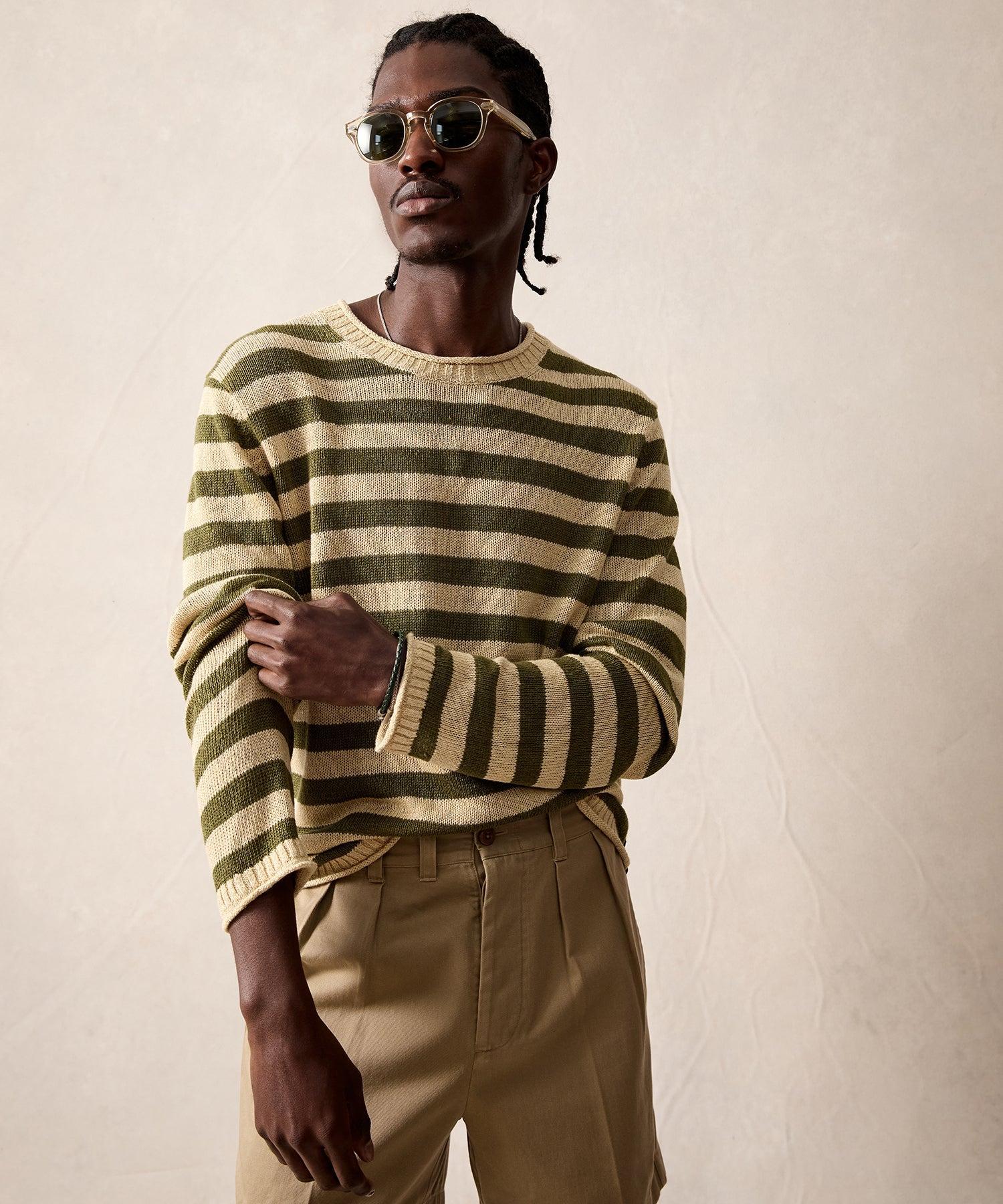 Linen Striped Crewneck Product Image