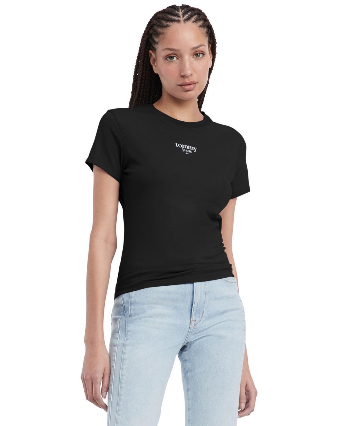 Tommy Jeans Womens Essential Logo Slim-Fit T-Shirt Product Image