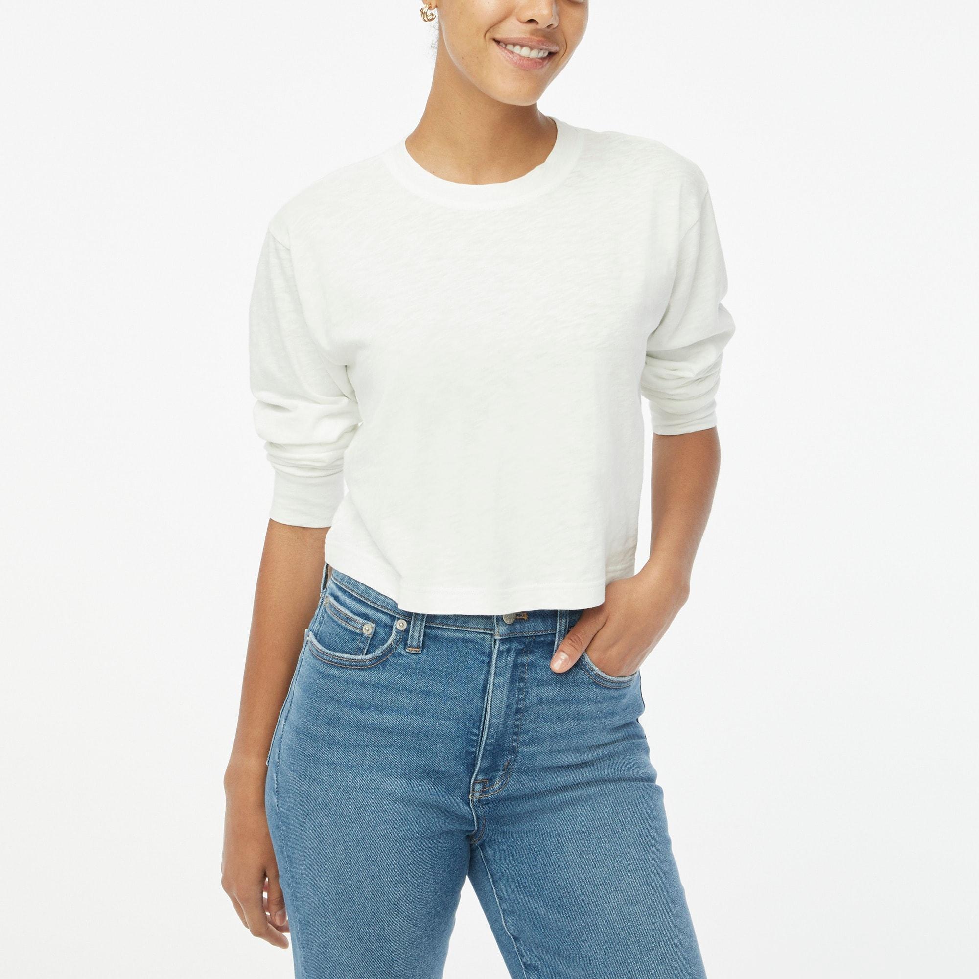 Long-sleeve cropped crewneck tee Product Image