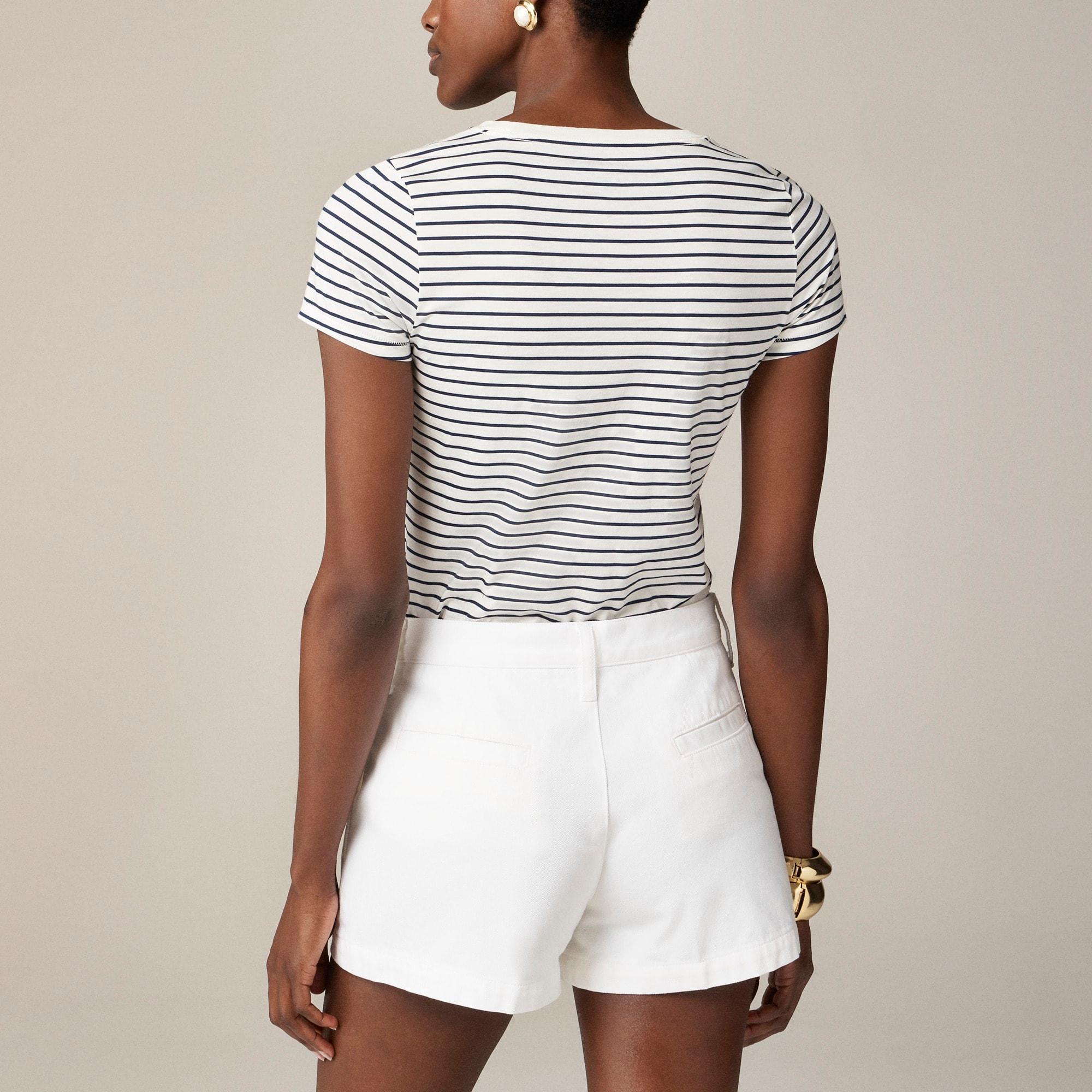 A-line denim short in white Product Image