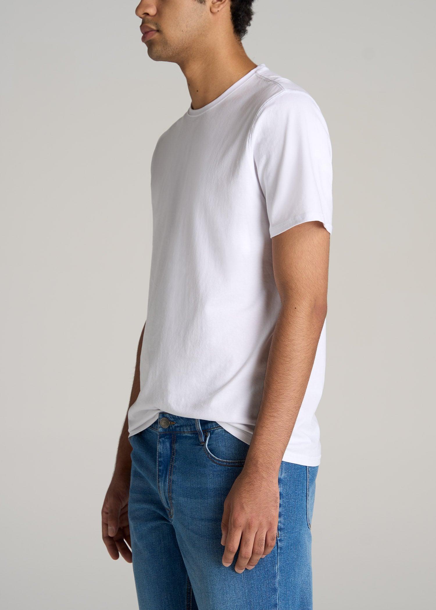 The Essential REGULAR-FIT Crew-Neck Men's Tall Tees in White Male Product Image