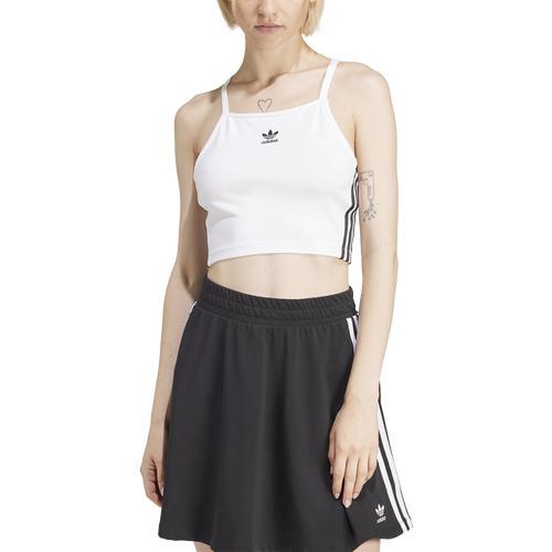 adidas Originals Womens 3 Stripe Crop Top - White/Black Product Image