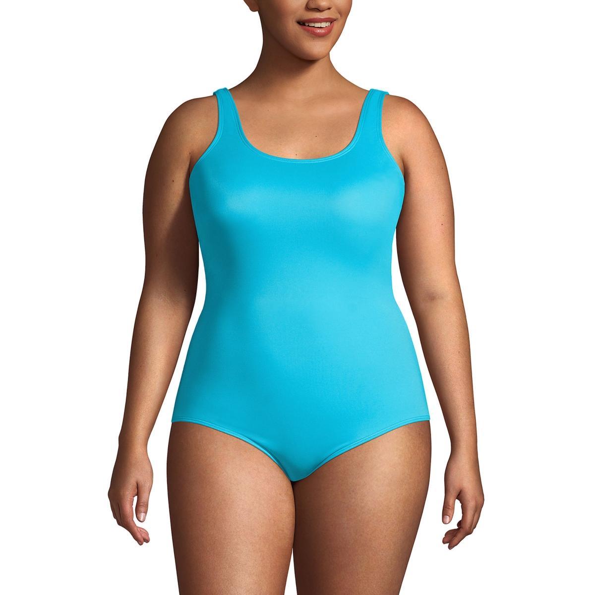 Lands End Womens Scoop Neck Soft Cup Tugless Sporty One Piece Swimsuit Product Image