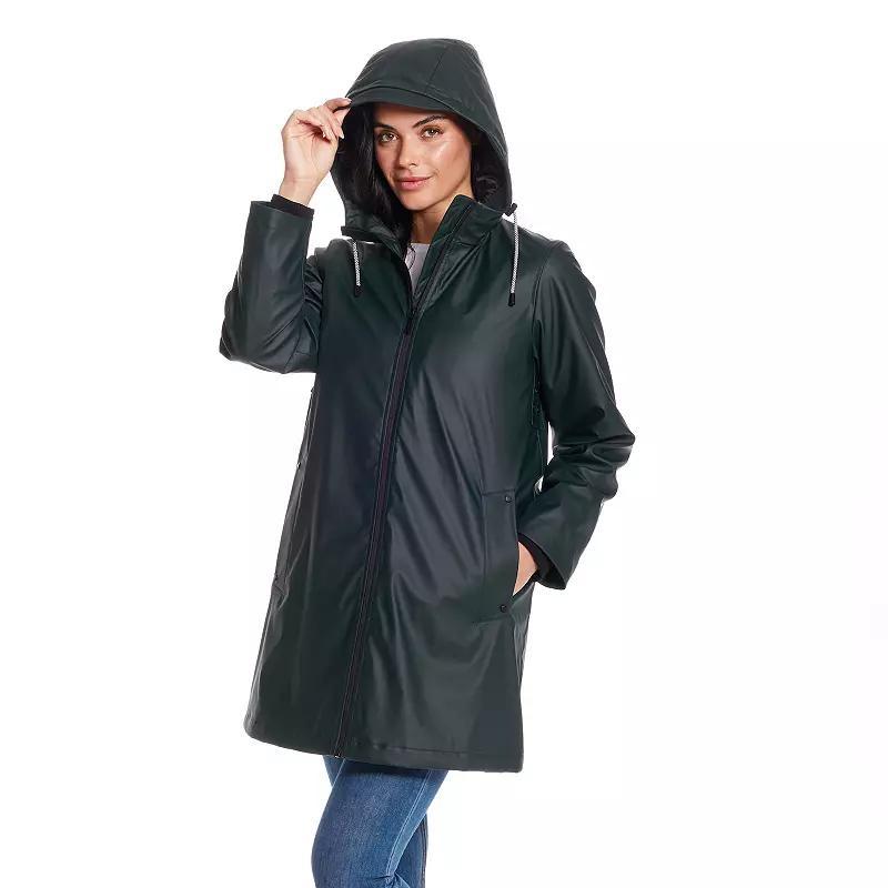 Womens Weathercast Water-Resistant Hooded Rain Jacket Product Image