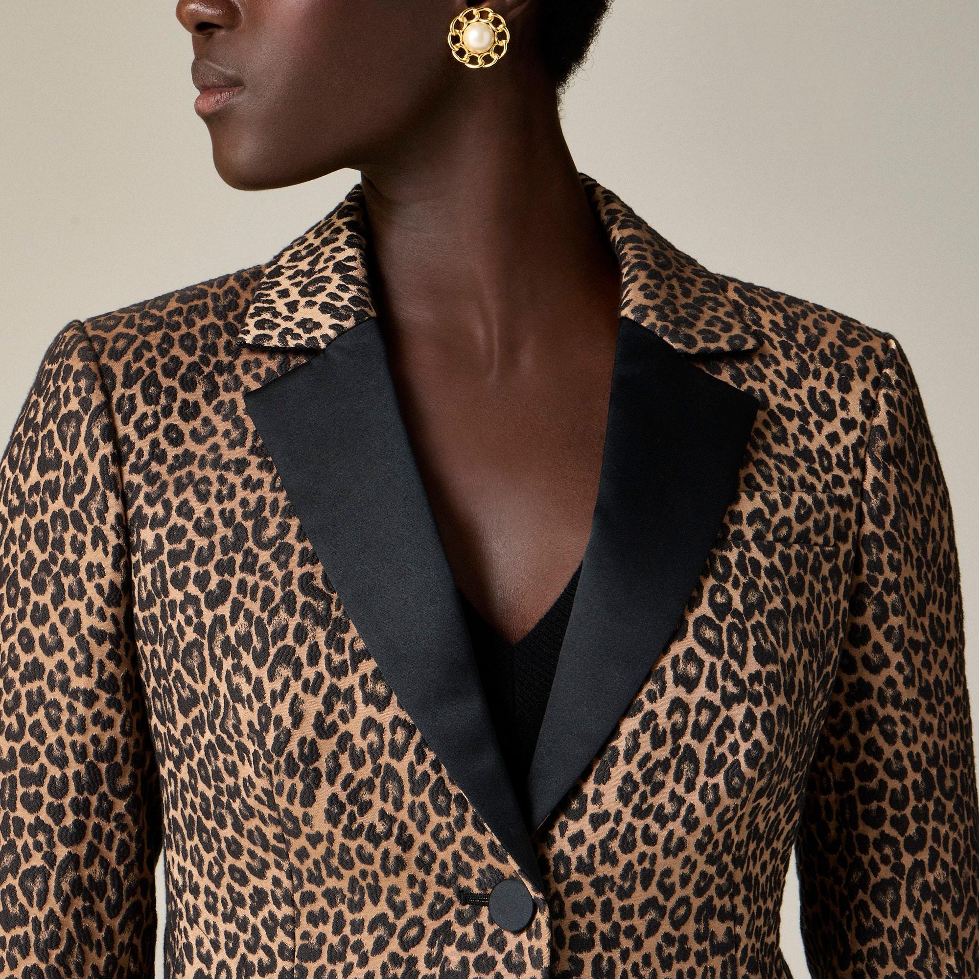 Collection shrunken-fit blazer in leopard-print jacquard Product Image