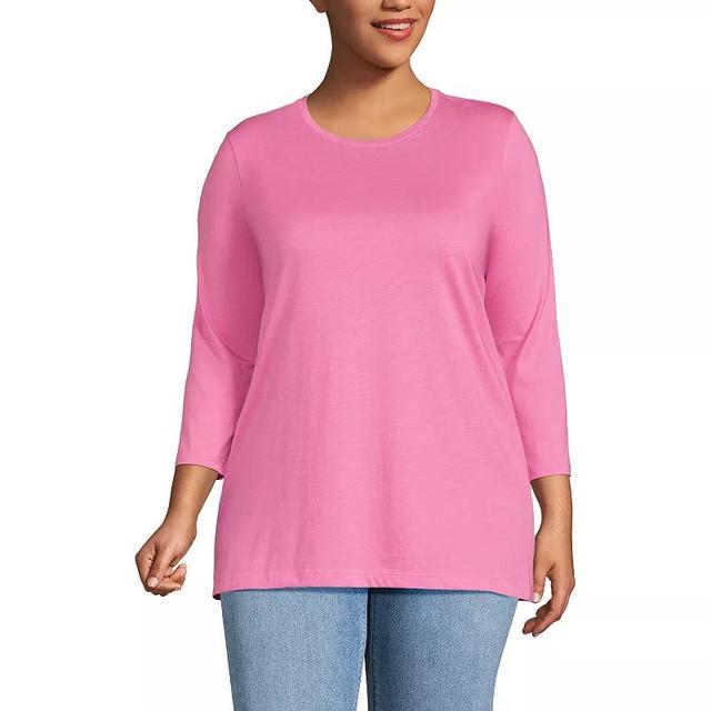 Plus Size Lands End Supima Cotton Relaxed Fit Crewneck Tunic, Womens Product Image