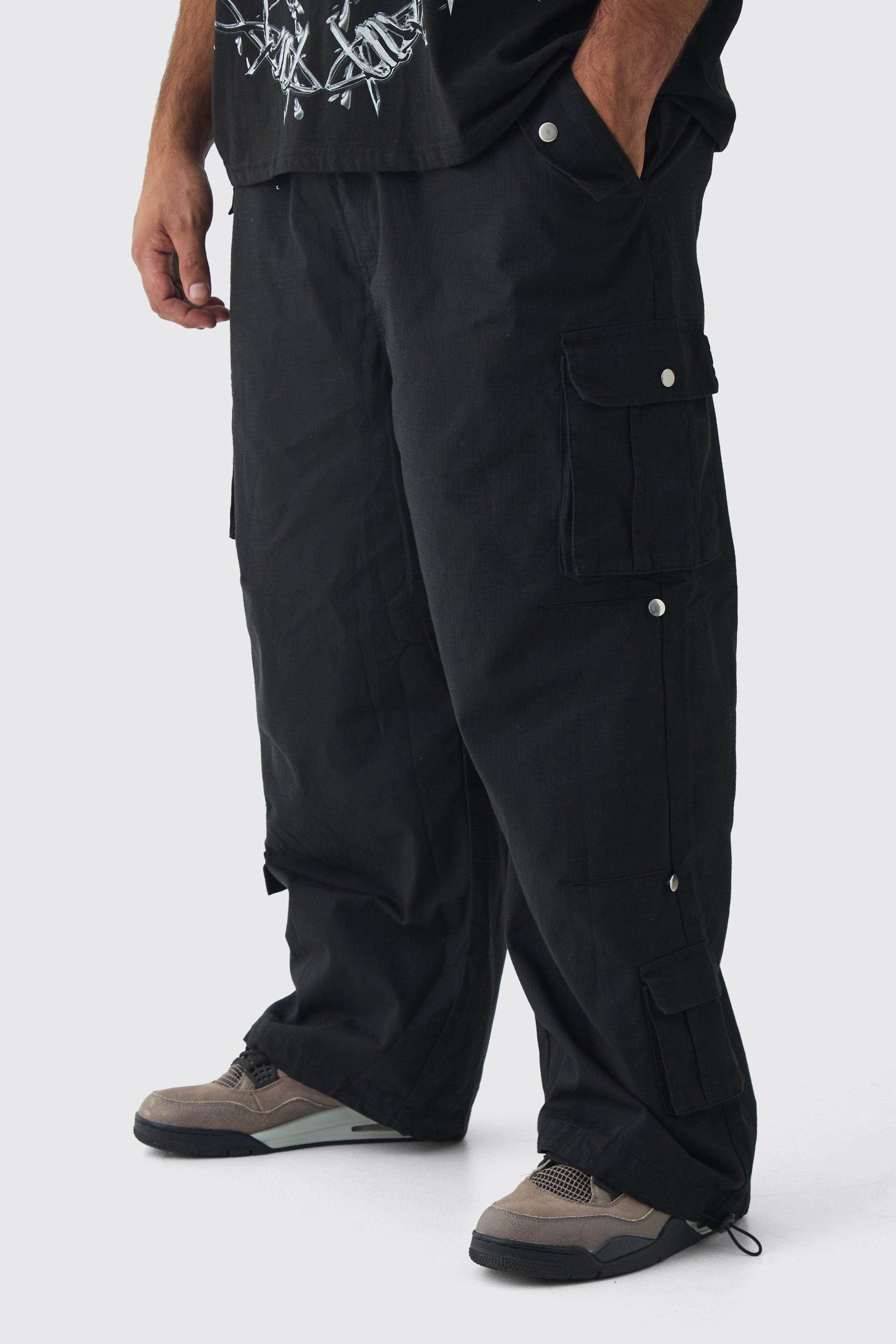 Plus Ripstop Elasticated Waist Parachute Cargo Pants | boohooMAN USA Product Image