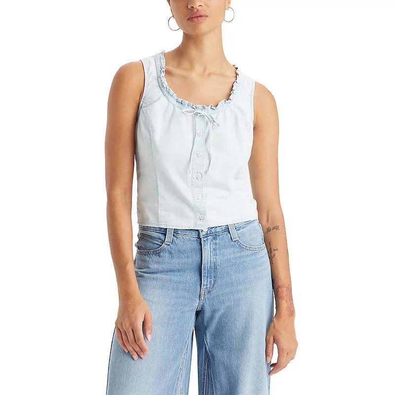 Levis Womens Shane Cotton Tie-Neck Button-Front Top Product Image