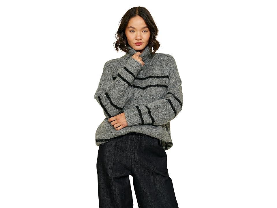 line and dot Veronica Top (Grey/Black) Women's Sweater Product Image