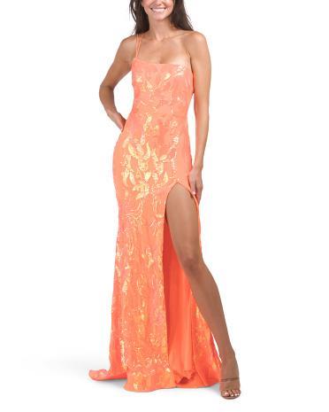 One Shoulder Sequin Gown for Women | Polyester Product Image