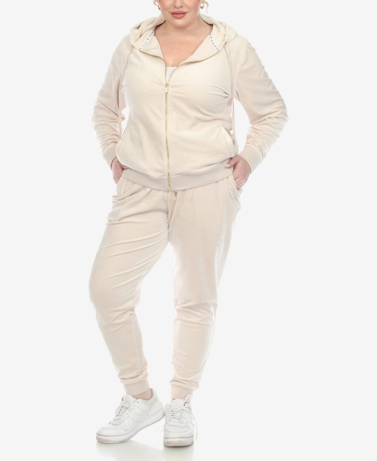 White Mark Plus Size Velour Tracksuit Loungewear 2pc Set Product Image