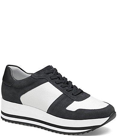 Johnston  Murphy Womens Gracie Leather Platform Sneakers Product Image