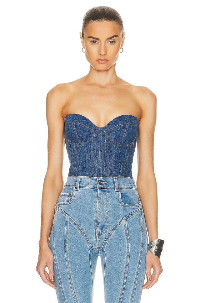 fleur du mal Denim Bustier in Blue Product Image