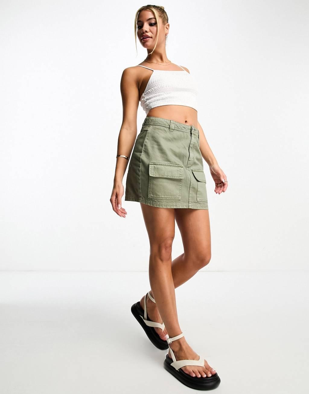 Pull & Bear shirred strappy crop top Product Image